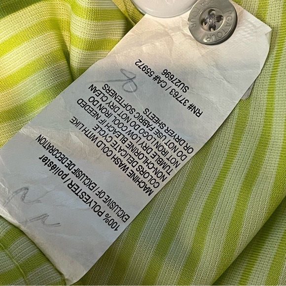 PGA Tour Mens Tomatillo Green White Single Feeder Stripe Golf Polo Shirt L Large - Picture 7 of 10